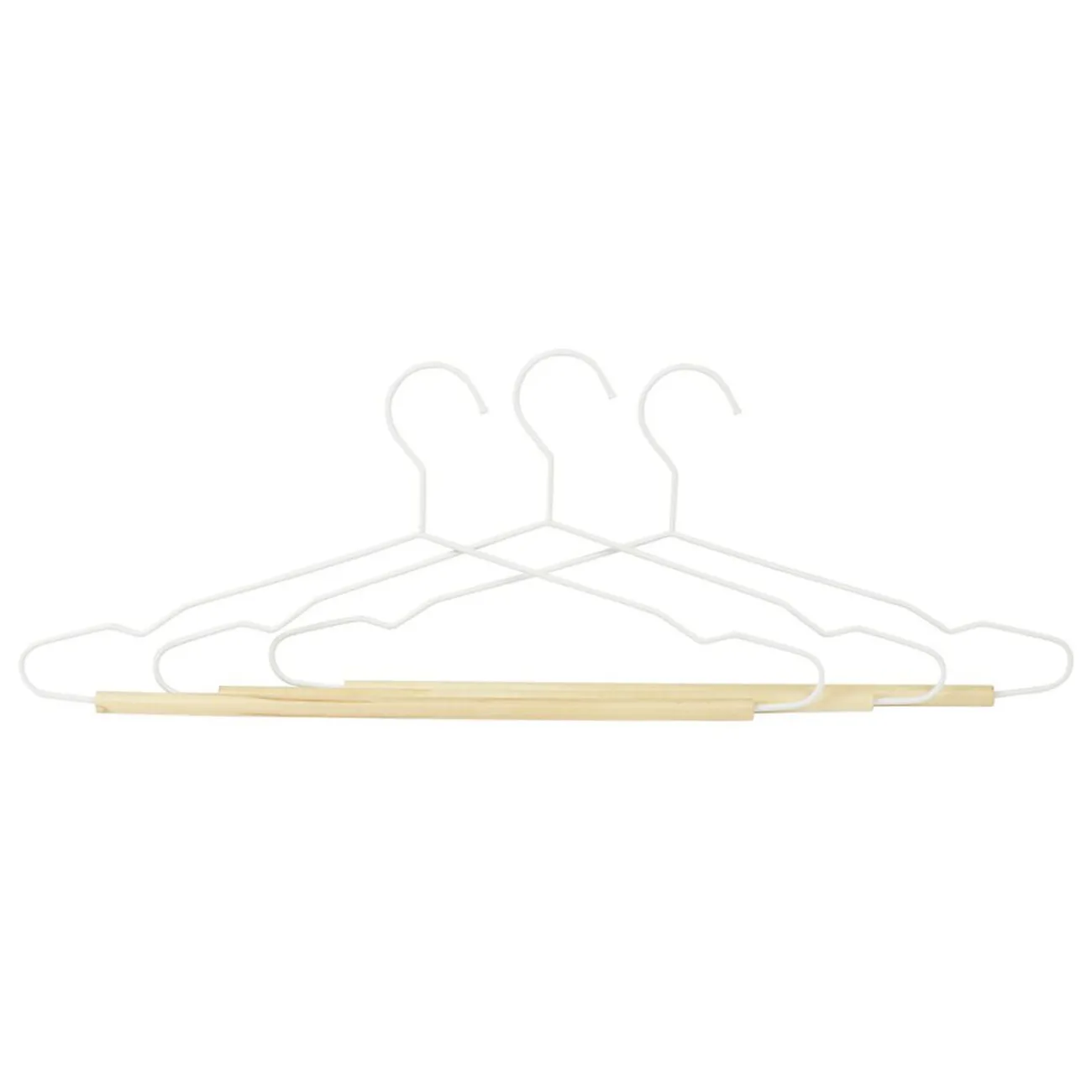 Gifi Rangement|Cintre en métal blanc et bois x3