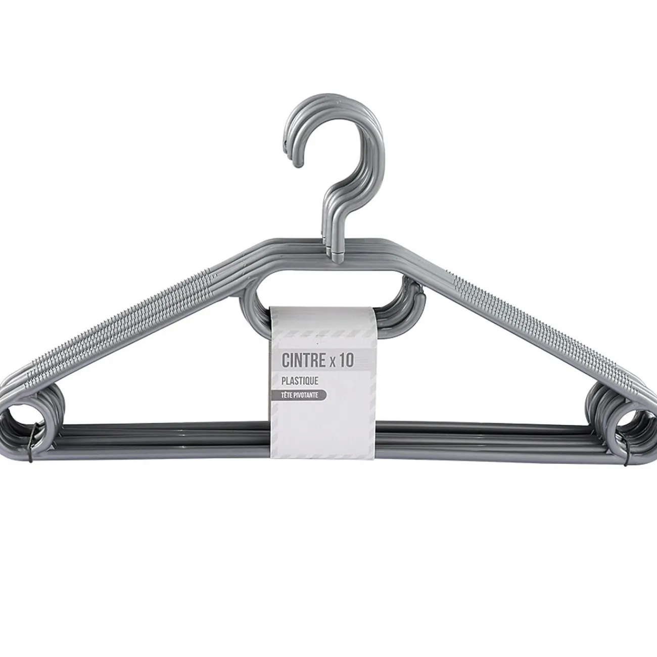 Gifi Rangement|Cintre en plastique gris aspect métal x10