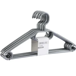 Gifi Rangement|Cintre en plastique gris aspect métal x10