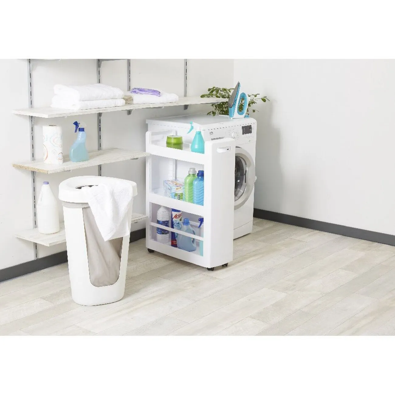 Gifi Entretien Du Linge|Coffre à linge 50 L blanc et gris