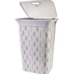 Gifi Entretien Du Linge|Coffre à linge blanc et gris 60L