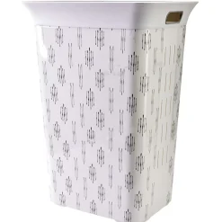 Gifi Entretien Du Linge|Coffre à linge blanc et gris 60L