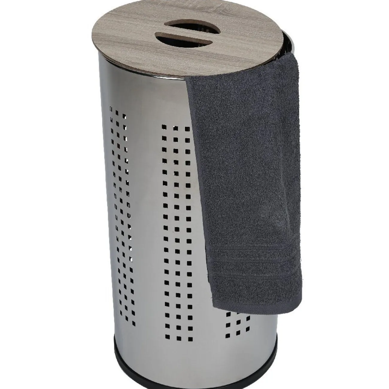 Gifi Entretien Du Linge|Coffre à linge métallique cylindrique 46L