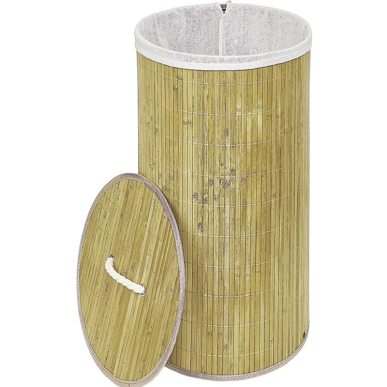 Gifi Entretien Du Linge|Coffre à linge rond en bambou 57L