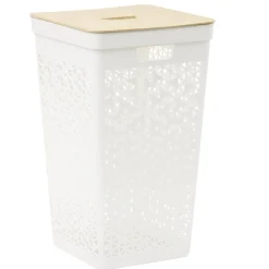 Gifi Entretien Du Linge|Coffre linge 56L couvercle bambou beige