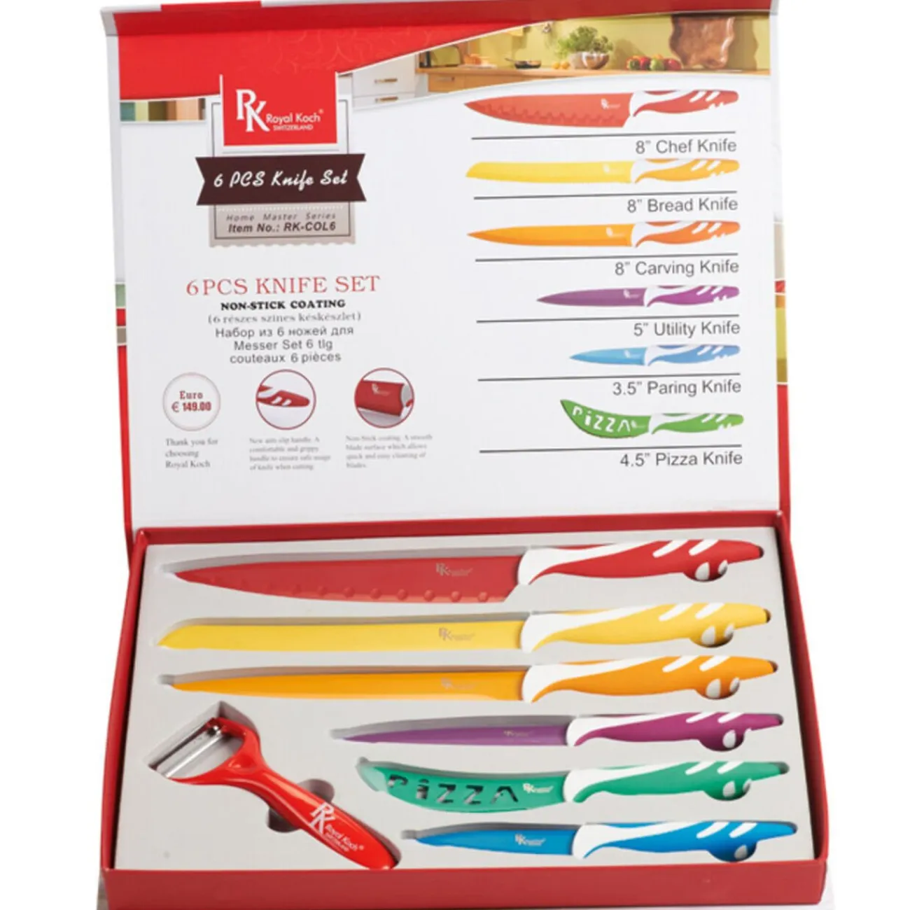 Gifi Coffret 6 couteaux et éplucheur