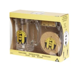 Gifi Coffret bière 3 pièces verre décapsuleur et sous-verre - 2 modèles