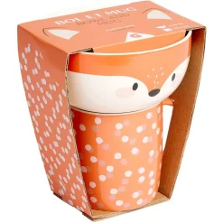 Gifi Coffret bol et mug en porcelaine renard orange