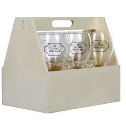 Gifi Coffret en bois avec 6 verres à vin "cuvée spéciale"