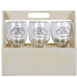 Gifi Coffret en bois avec 6 verres à vin 
