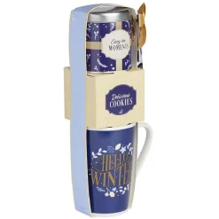 Gifi Coffret mug et accessoires bleu et blanc 12x29x8cm