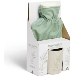 Gifi Coffret mug 330ml et bouillotte 600ml nature vert