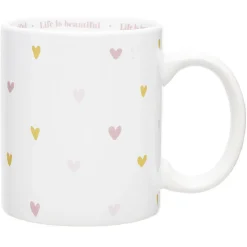 Gifi Coffret mug 330ml et tote bag coeur blanc et rose