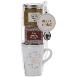 Gifi Coffret mug XXL avec boisson et biscuits Noël doré