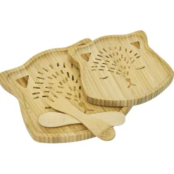 Gifi Coffret repas enfant 4 pièces bambou design chat