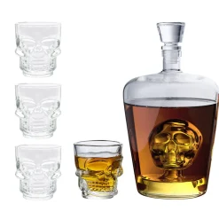 Gifi Coffret rhum carafe et verre x4 design tête de mort