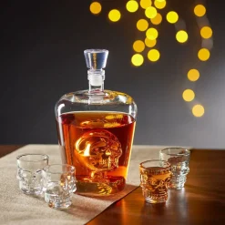 Gifi Coffret rhum carafe et verre x4 design tête de mort