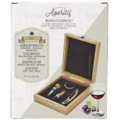 Gifi Coffret sommelier accessoires pour le vin en bambou 4 pièces
