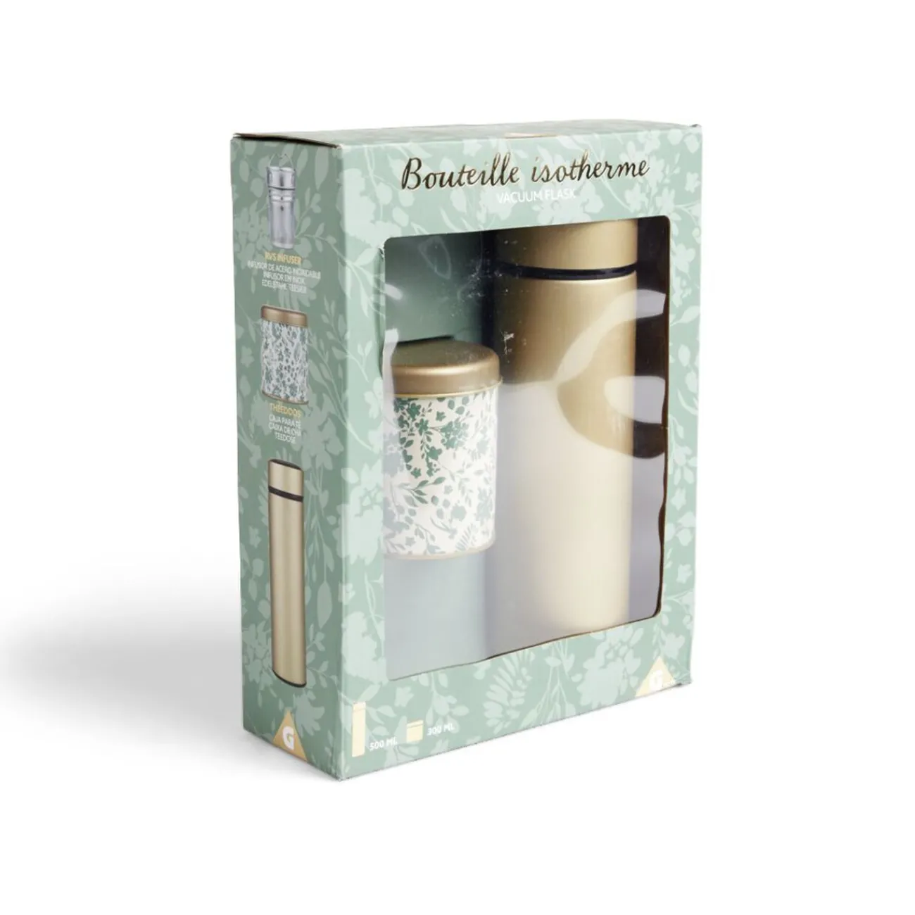 Gifi Coffret thé avec bouteille isotherme infuseur et boîte à thé
