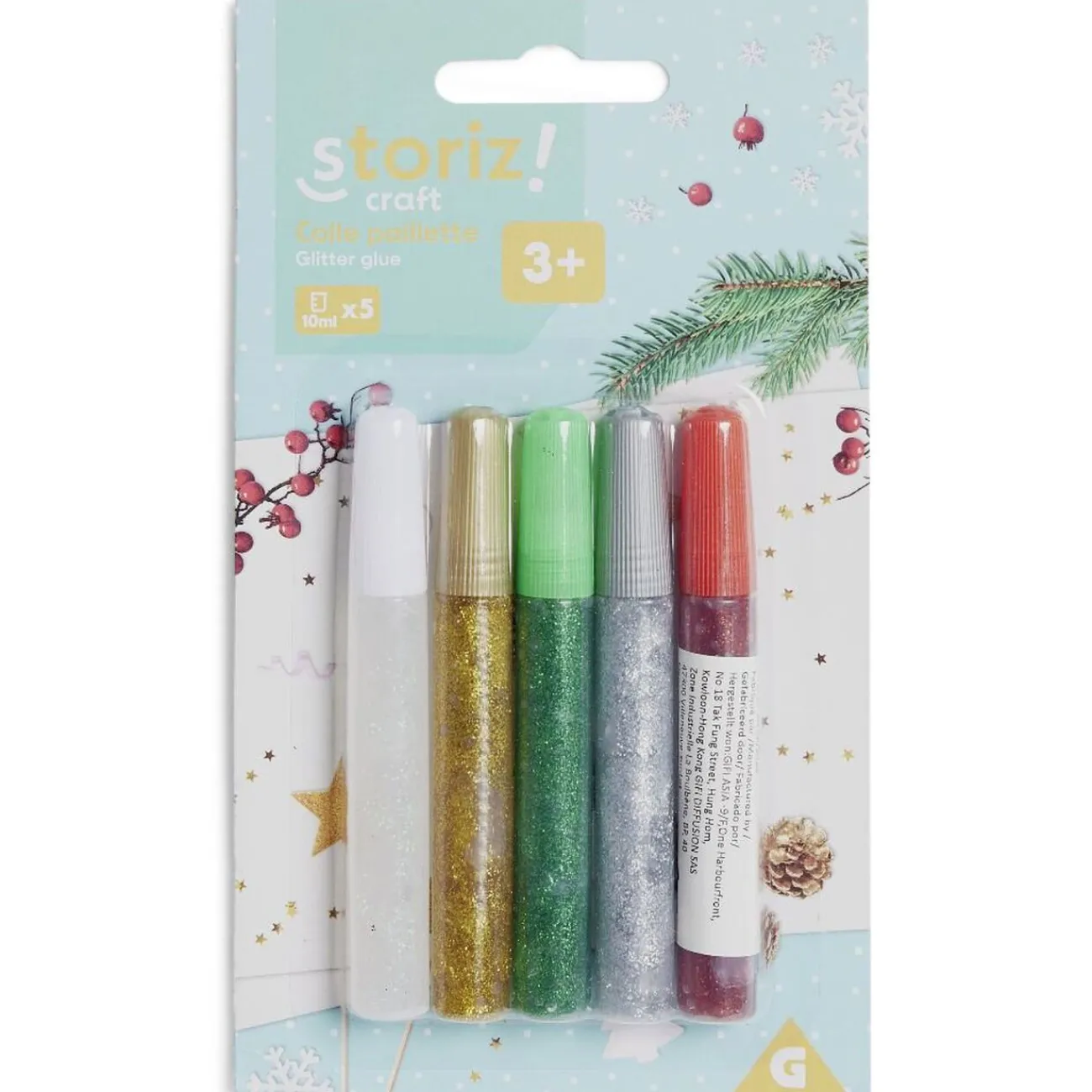 Gifi Colle Et Adhésif^Colle colorée pailletée 10ml x5