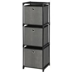 Gifi Rangement|Colonne de rangement en métal avec 3 paniers gris