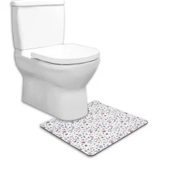 Gifi Aménagement Salle De Bain^Contour WC PVC motif terrazzo blanc marron bleu 49,5x15cm