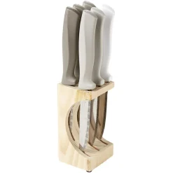 Gifi Coouteau à steak inox x6 et bloc en pin