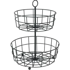 Gifi Corbeille à fruits 2 niveaux métal noir Ø28xH38cm