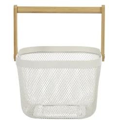 Gifi Corbeille à fruits maille métal blanc avec anse naturel