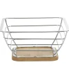 Gifi Corbeille à fruits métal filaire socle bambou gris naturel