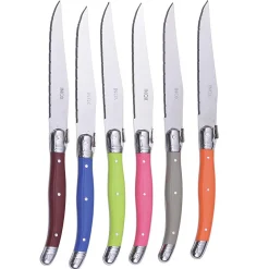 Gifi Couteau à steack inox manche multicolore x6