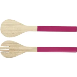 Gifi Couvert à salade jaune, rose ou bleu en bambou