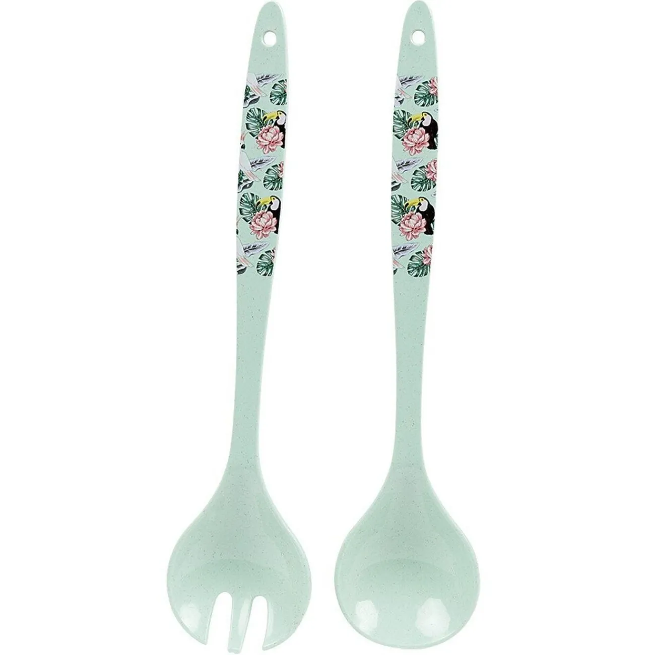 Gifi Couverts à salade décor oiseau tropical