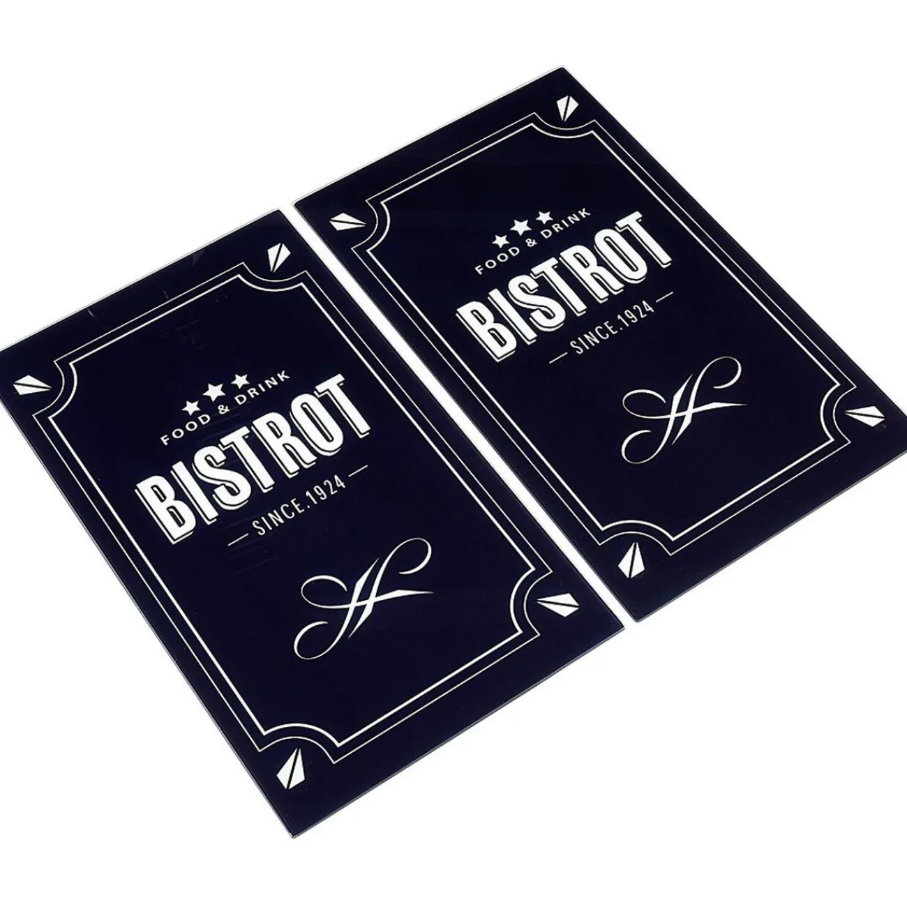 Gifi Couvre plaque planche à découper en verre design Bistrot x2