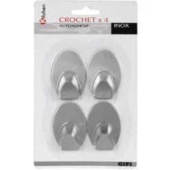 Gifi Rangement|Crochet adhésif inox x4