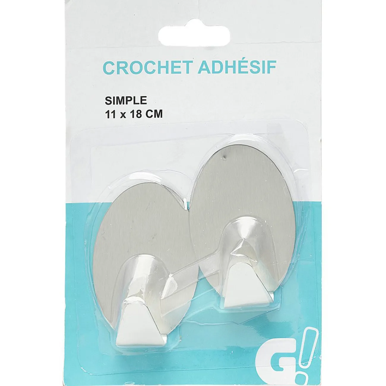 Gifi Rangement|Crochet adhésif simple 11 x 7 cm x2