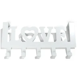 Gifi Rangement|Crochet de porte LOVE en métal blanc ou noir 36,5x16,5cm - 2 modèles
