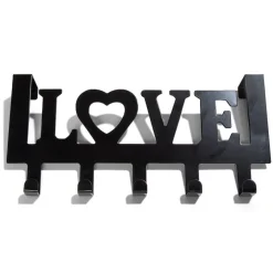 Gifi Rangement|Crochet de porte LOVE en métal blanc ou noir 36,5x16,5cm - 2 modèles