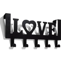 Gifi Rangement|Crochet de porte LOVE en métal blanc ou noir 36,5x16,5cm - 2 modèles