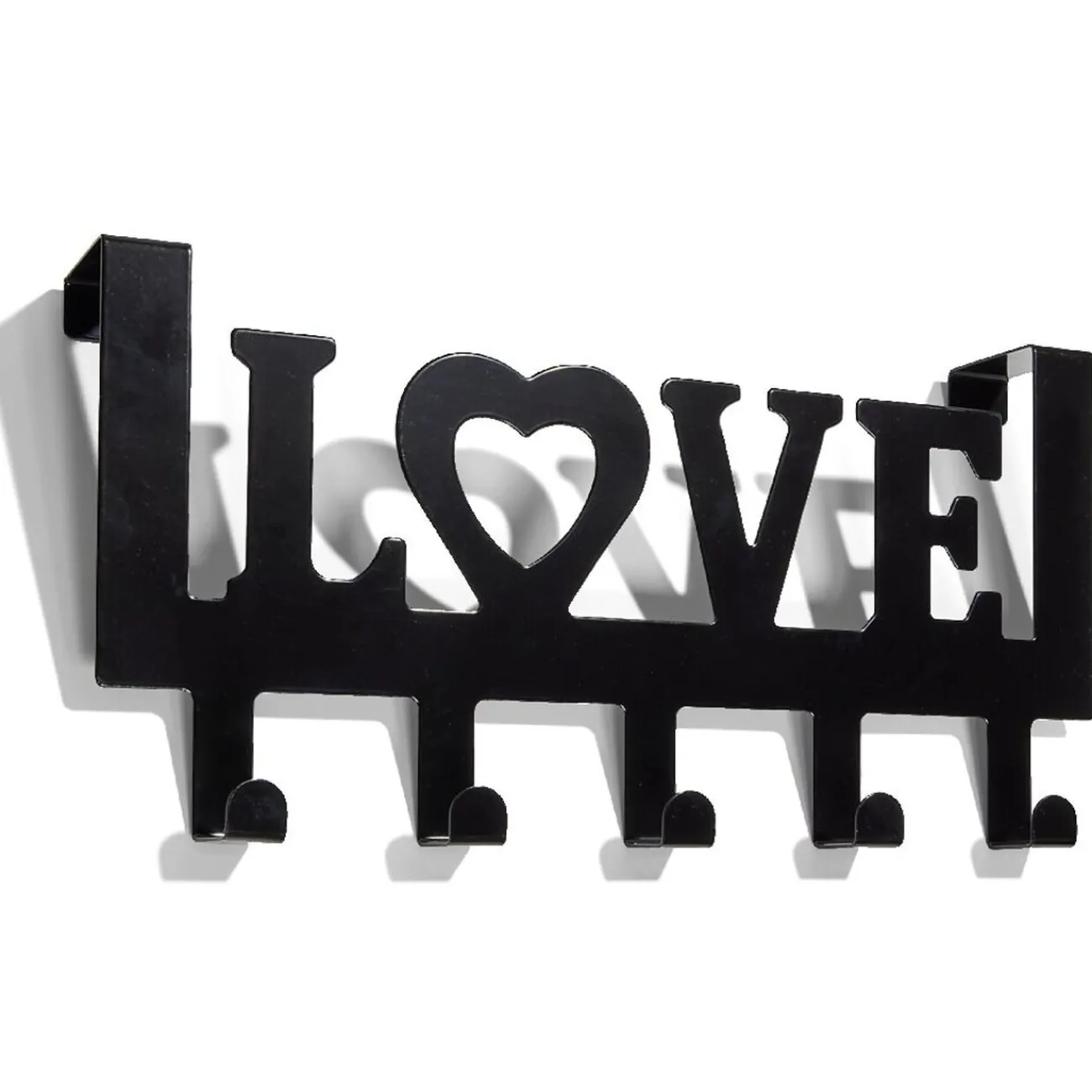 Gifi Rangement|Crochet de porte LOVE en métal blanc ou noir 36,5x16,5cm - 2 modèles
