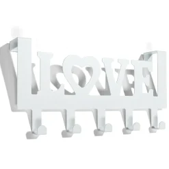 Gifi Rangement|Crochet de porte LOVE en métal blanc ou noir 36,5x16,5cm - 2 modèles