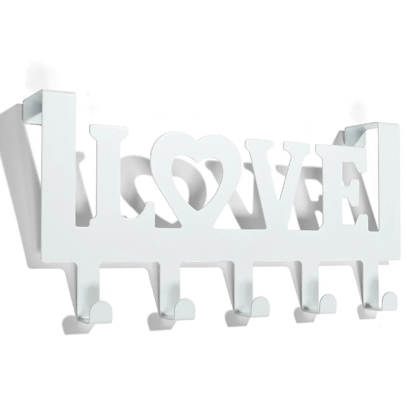 Gifi Rangement|Crochet de porte LOVE en métal blanc ou noir 36,5x16,5cm - 2 modèles