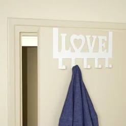 Gifi Rangement|Crochet de porte LOVE en métal blanc ou noir 36,5x16,5cm - 2 modèles