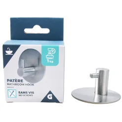 Gifi Rangement|Crochet de salle bain gris à coller