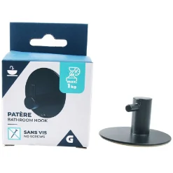 Gifi Rangement|Crochet de salle bain noir à coller