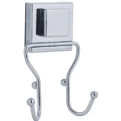 Gifi Rangement|Crochet double à ventouse métal gris