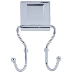 Gifi Rangement|Crochet double à ventouse métal gris