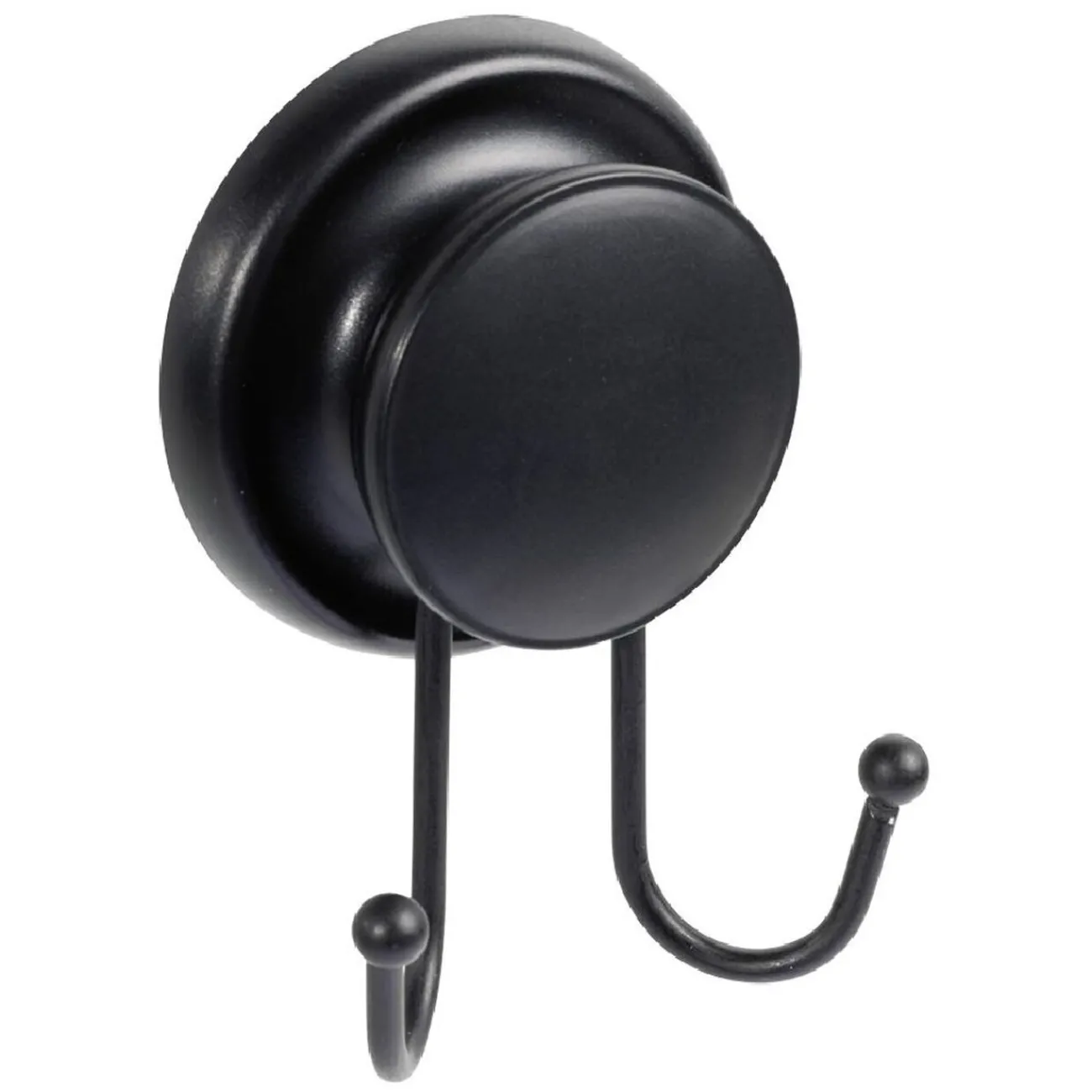 Gifi Rangement|Crochet double à ventouse métal noir