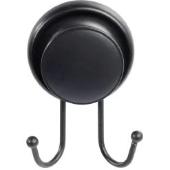 Gifi Rangement|Crochet double à ventouse métal noir