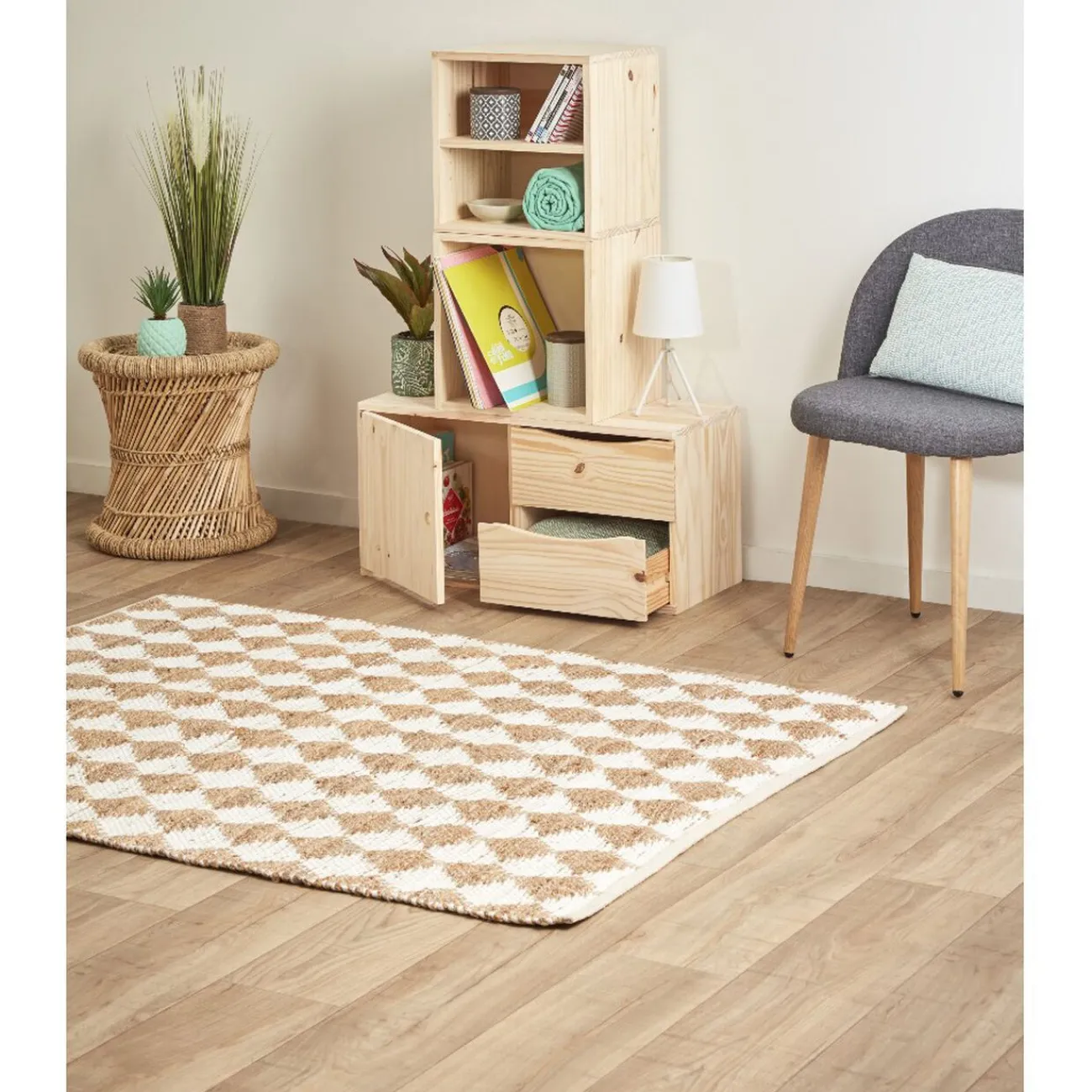 Gifi Rangement|Cube de rangement 1 case pin naturel